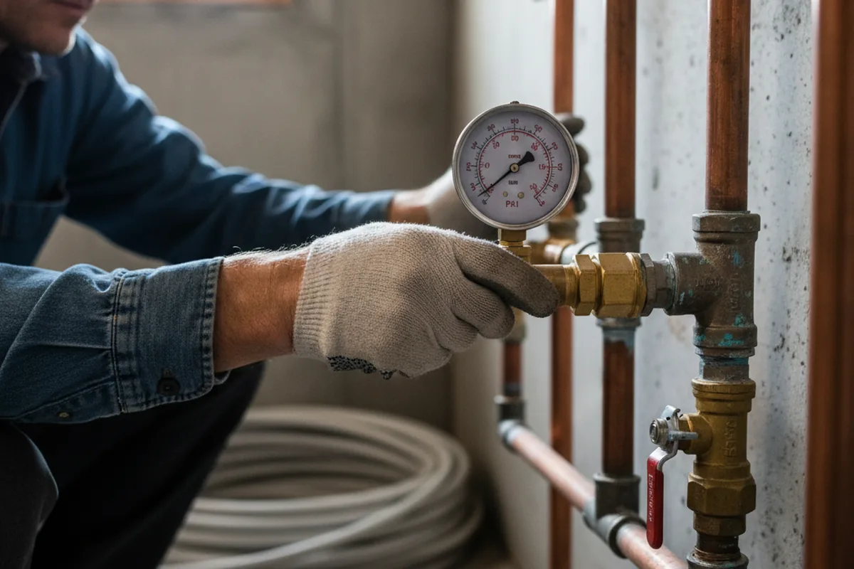 Pressure testing a repaired line during Water Line Repair in Rickreall